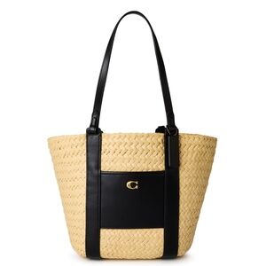 Coach Straw Pocket Tote – Brass/Natural